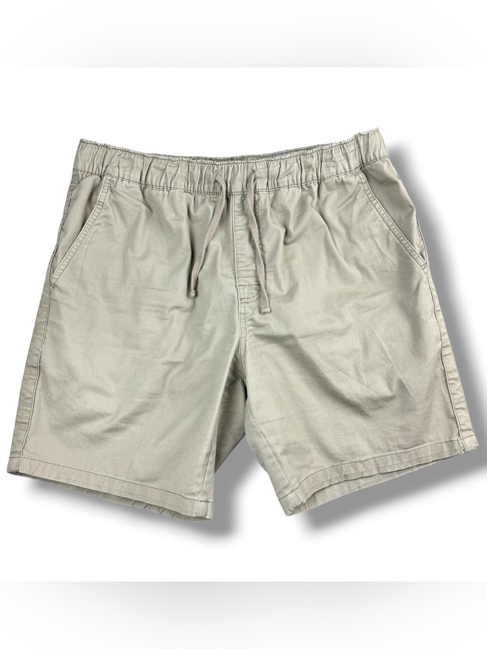 Katin Men’s Patio Walk Shorts Large Khaki 32” Waist Drawstring Stretch Casual